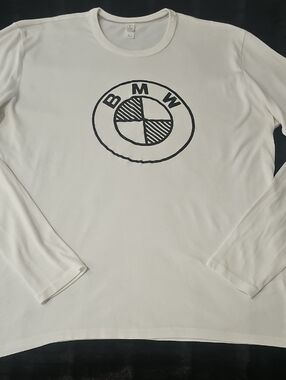 BMW White Long Sleeve Tee with Black Logo